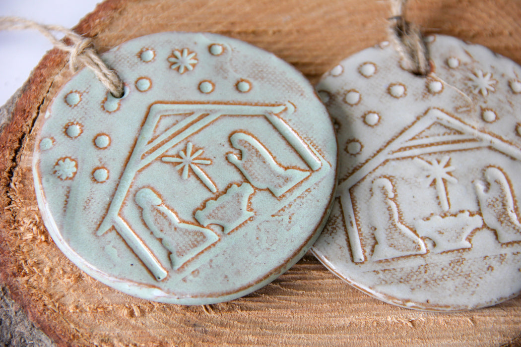 Nativity Pottery Ornament
