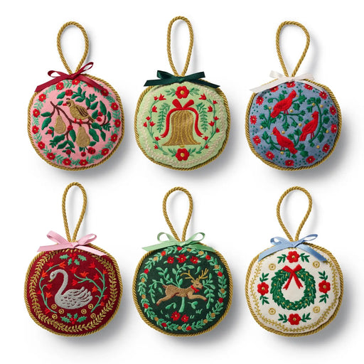 Christmastide Embroidered Ornament Set of 6 - Needle and Grain