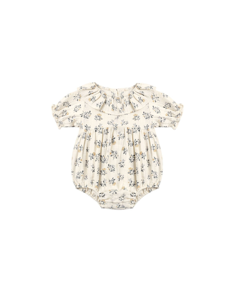 Collared Romper in French Floral - Needle and Grain