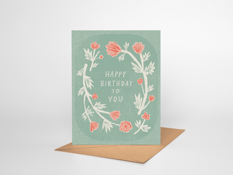 Delicate Floral Frame Birthday Card - Needle and Grain