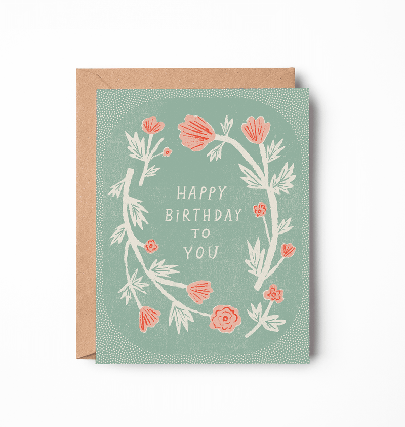 Delicate Floral Frame Birthday Card - Needle and Grain