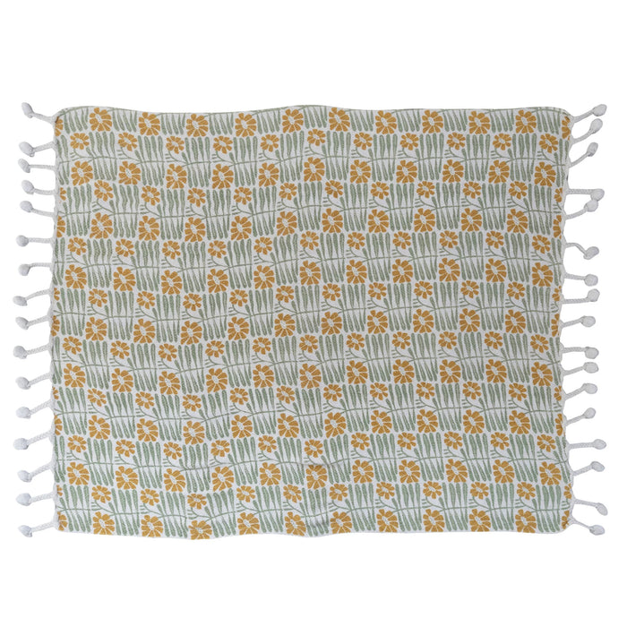 Woven Recycled Cotton Blend Printed Throw