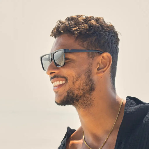 Diego - Onyx / Walnut Tortoise Temples / Smoke Polarized Lens - Needle and Grain