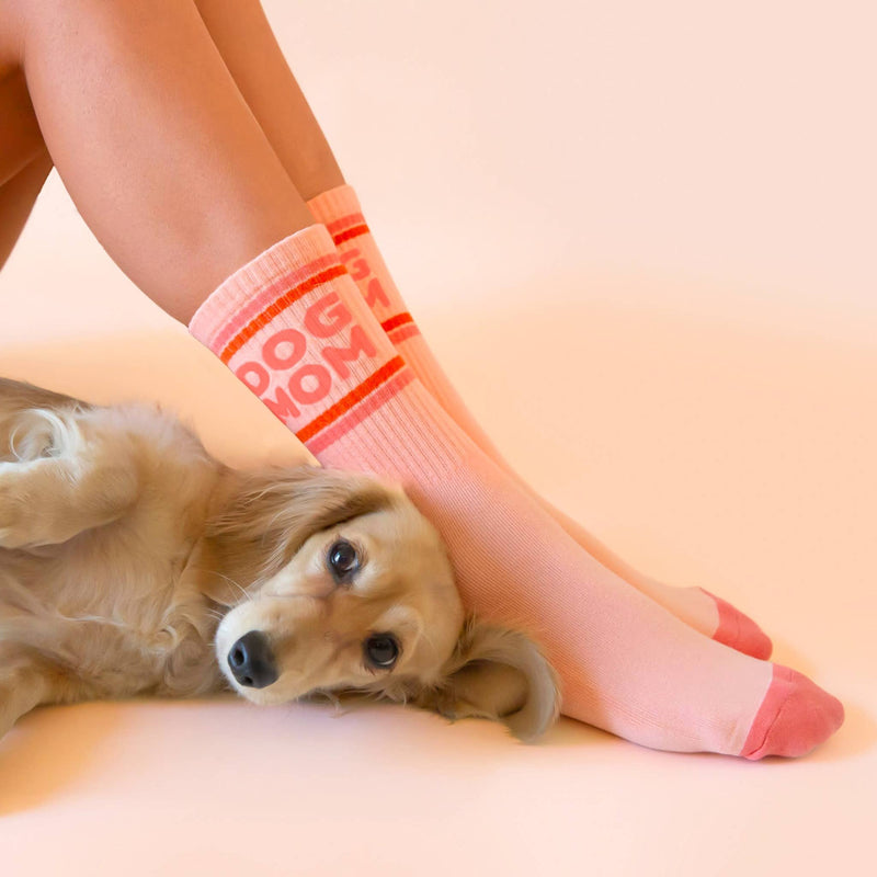Dog Mom Striped Ribbed Crew Socks - Needle and Grain