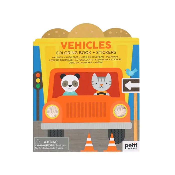Vehicles Coloring Book with Stickers