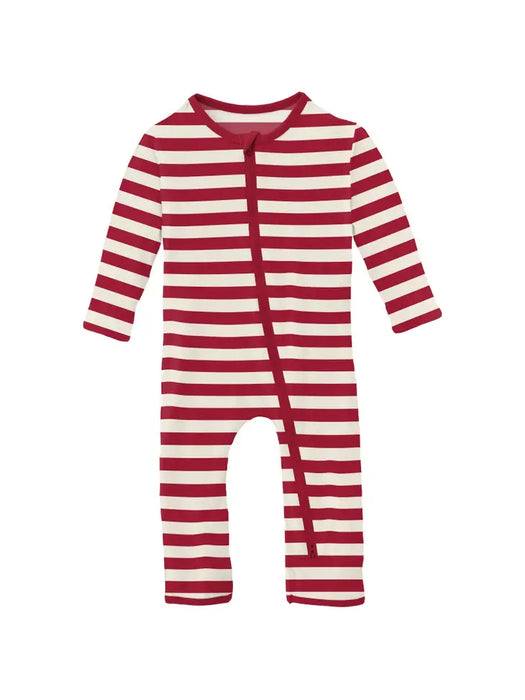 Bamboo Viscose Coverall with Zipper in Classic Candy Cane Stripe