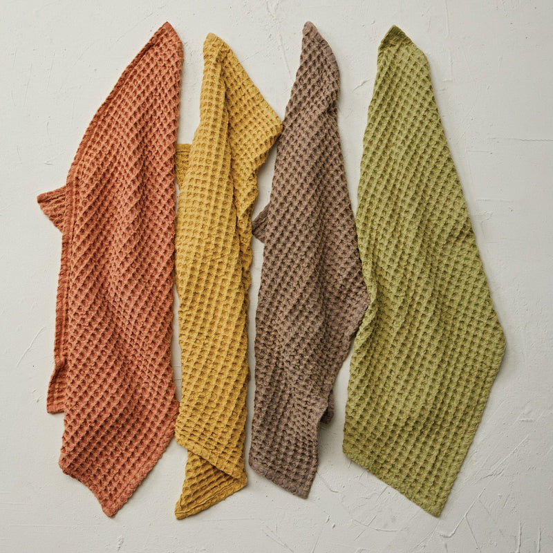 Earth - Toned Oversized Waffle Weave Tea Towel - Needle and Grain