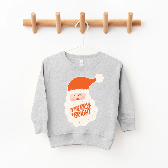 Grey Merry and Bright Santa Toddler Christmas Sweatshirt