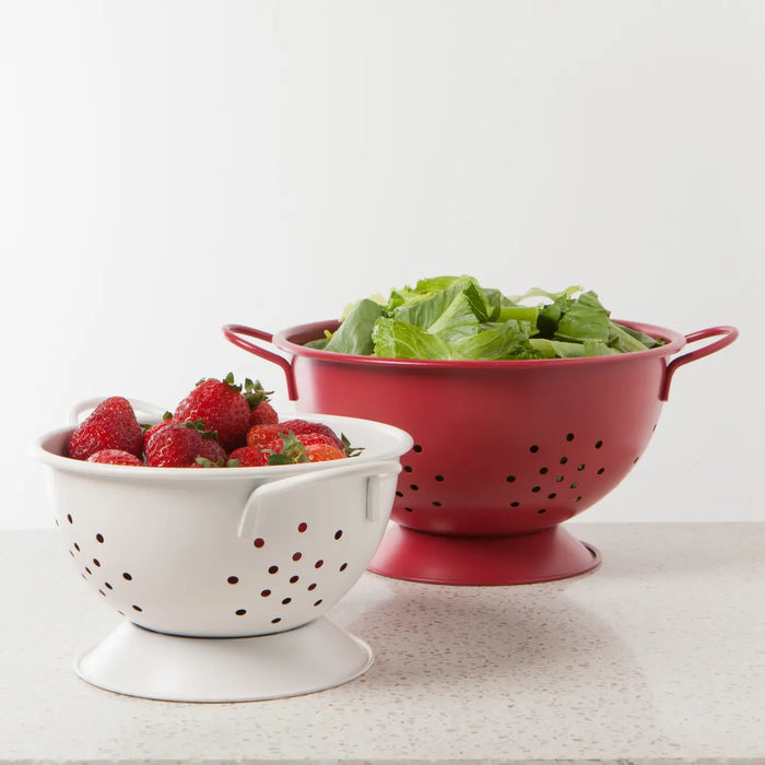 Small Matte Steel White Colander