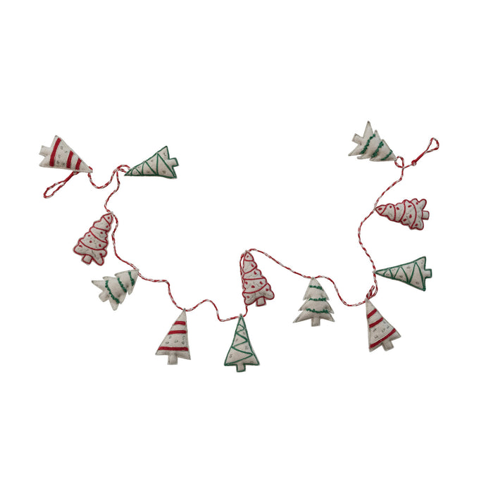 Wool and Cotton Embroidered Tree Garland