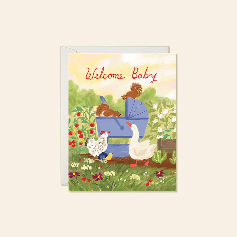 Farm Baby Card – Sweet Animal Welcome Baby Card - Needle and Grain