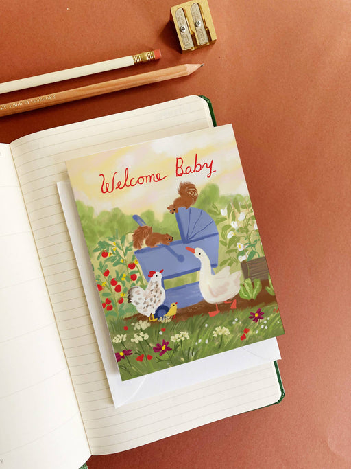 Farm Baby Card – Sweet Animal Welcome Baby Card - Needle and Grain