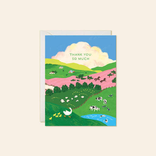 Farmland Thank You Card – Scenic Landscape Greeting Card - Needle and Grain