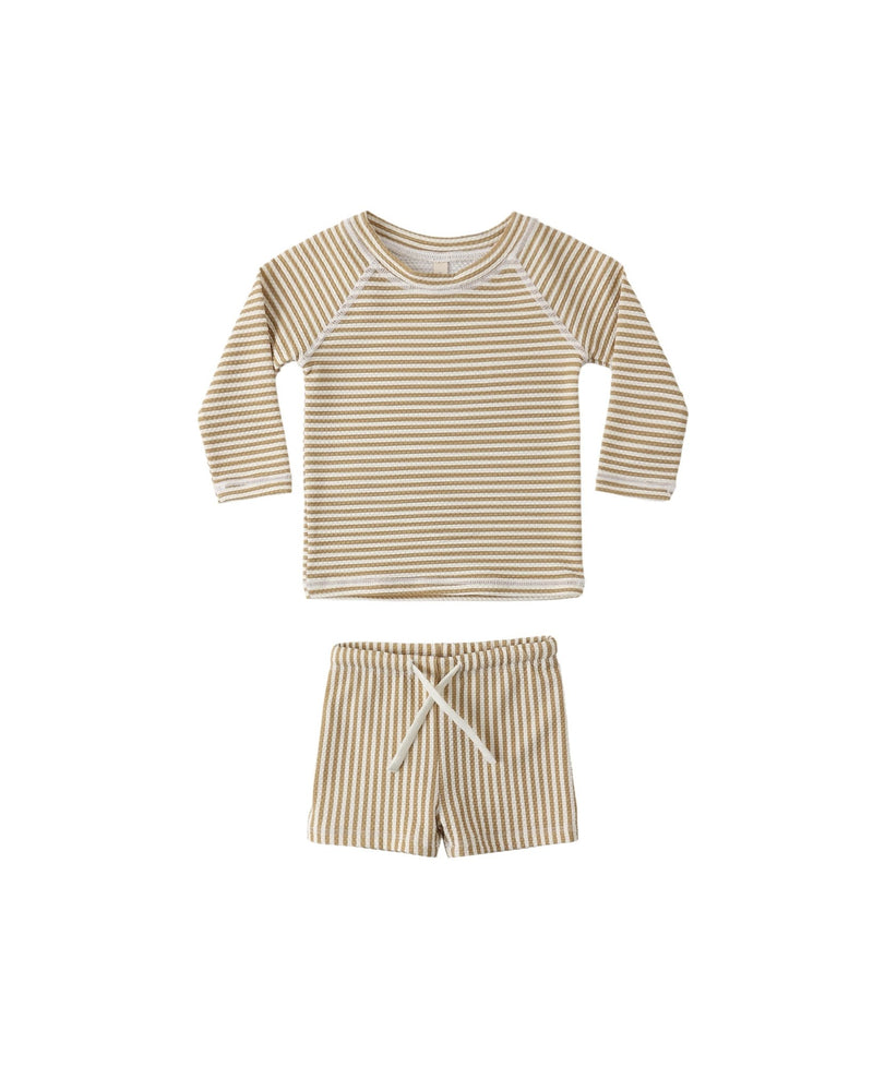 Finn Rashguard + Short Set in Honey Stripe Small - Needle and Grain