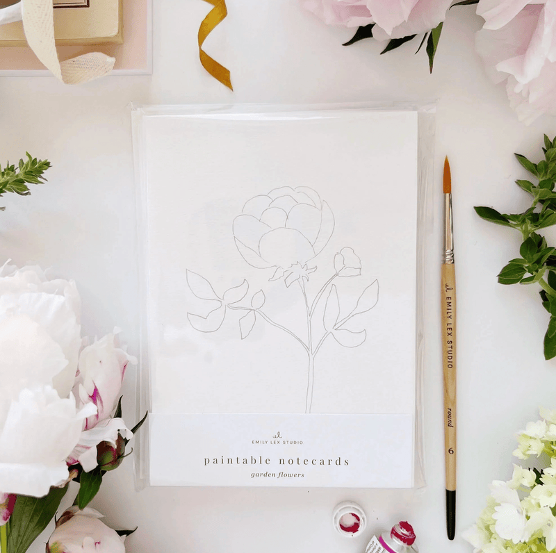 Garden Flowers Paintable Watercolor Notecards - Needle and Grain