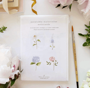 Garden Flowers Paintable Watercolor Notecards - Needle and Grain