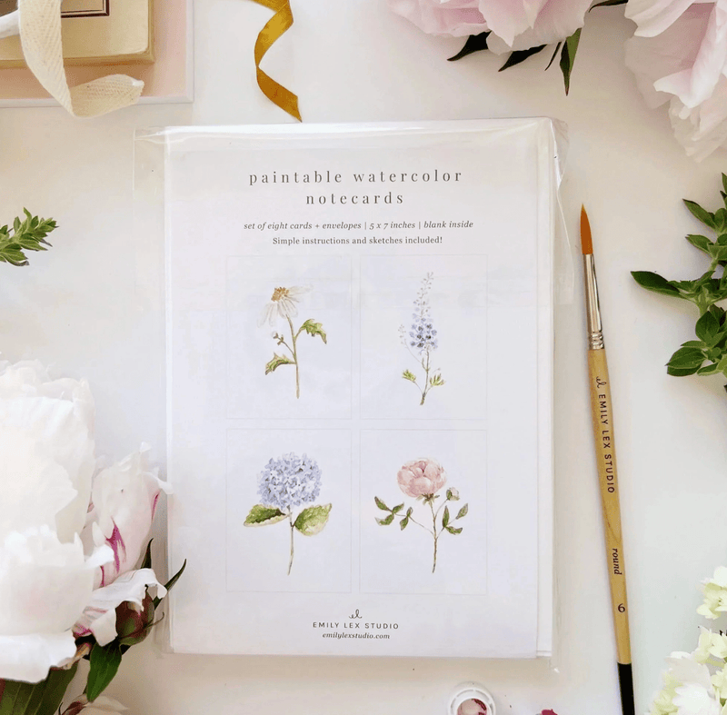 Garden Flowers Paintable Watercolor Notecards - Needle and Grain
