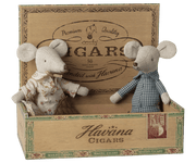 Grandma and Grandpa Mice in Cigarbox - Needle and Grain