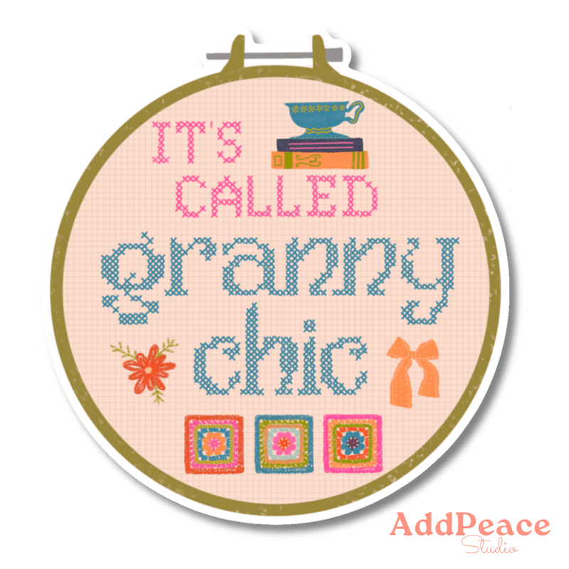 Granny Chic Vinyl Sticker - Needle and Grain