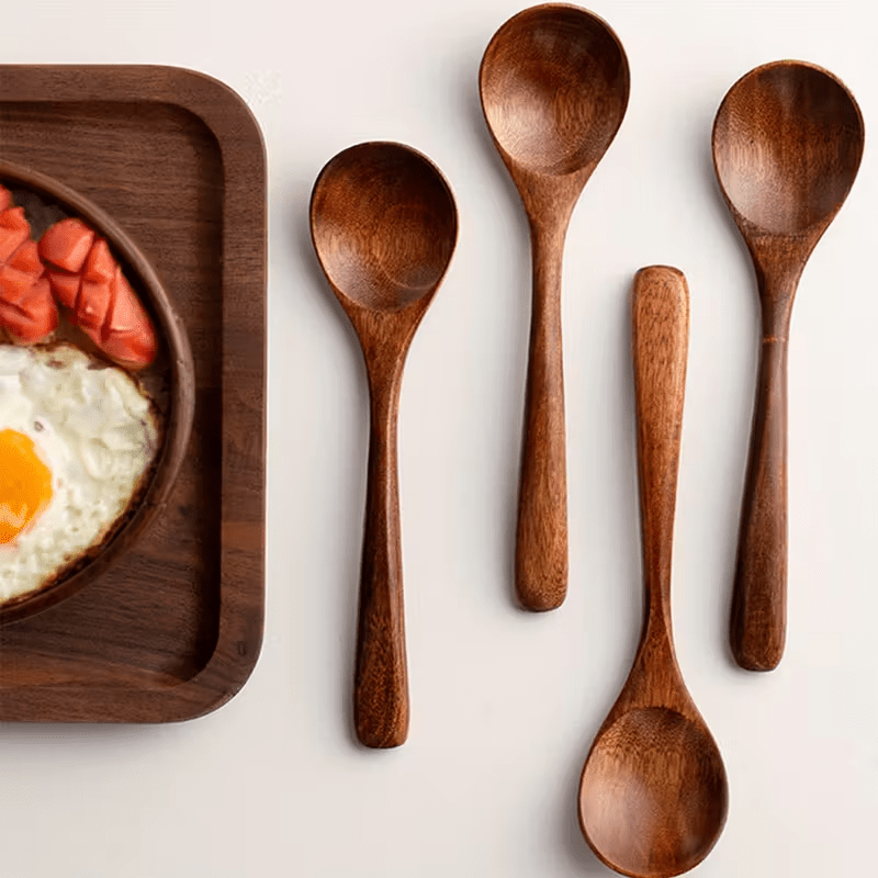 Hand Carved Wooden Condiment Spoon - Needle and Grain