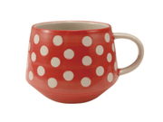 Hand-Painted Stoneware Mug with Wax Relief Dots - Needle and Grain