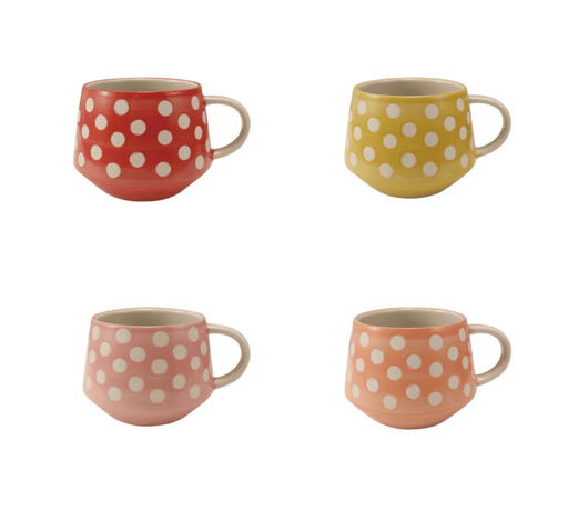 Hand-Painted Stoneware Mug with Wax Relief Dots - Needle and Grain