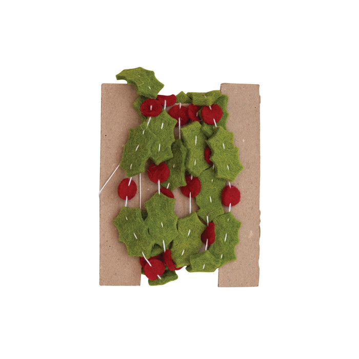 Felt Holly Leaf and Berries Garland