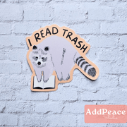 I Read Trash Raccoon Vinyl Sticker - Needle and Grain