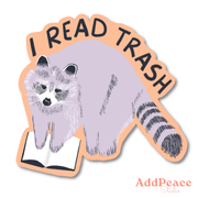 I Read Trash Raccoon Vinyl Sticker - Needle and Grain