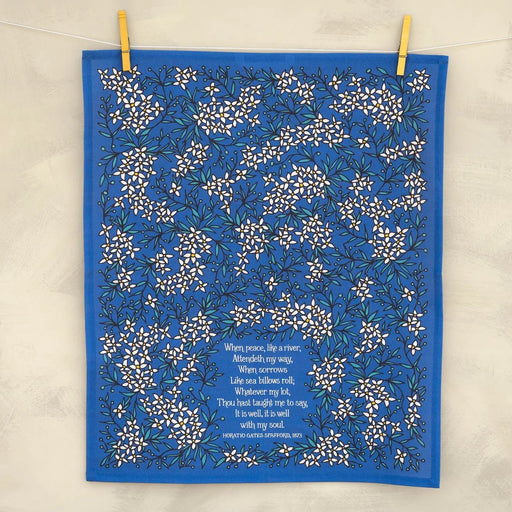It Is Well Hymn Tea Towel - Full Color Blue - Needle and Grain