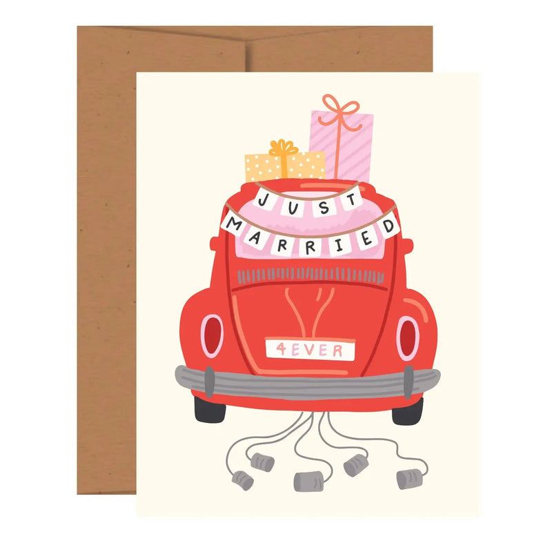 Just Married Wedding Greeting Card - Needle and Grain