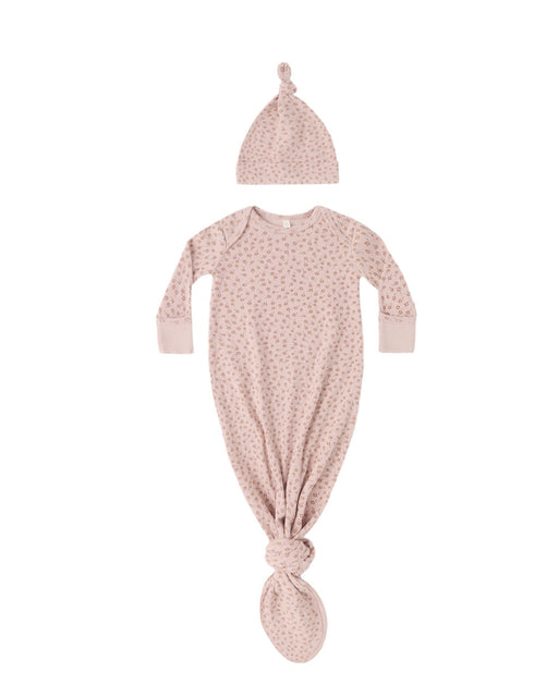 Knotted Baby Gown + Hat Set in Posy - Needle and Grain