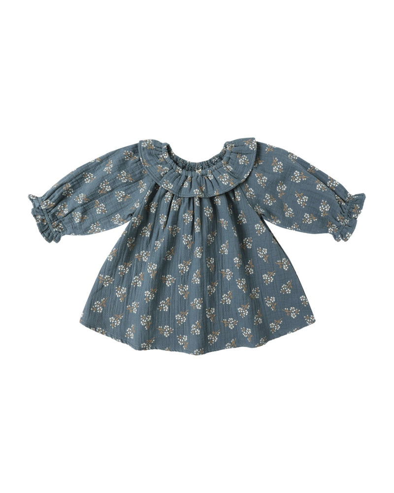 Long Sleeve Isla Dress in Blue Floral - Needle and Grain