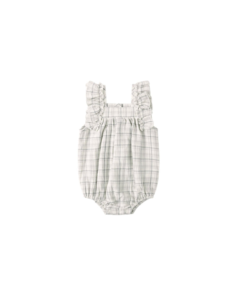 Maya Romper in Blue Plaid - Needle and Grain