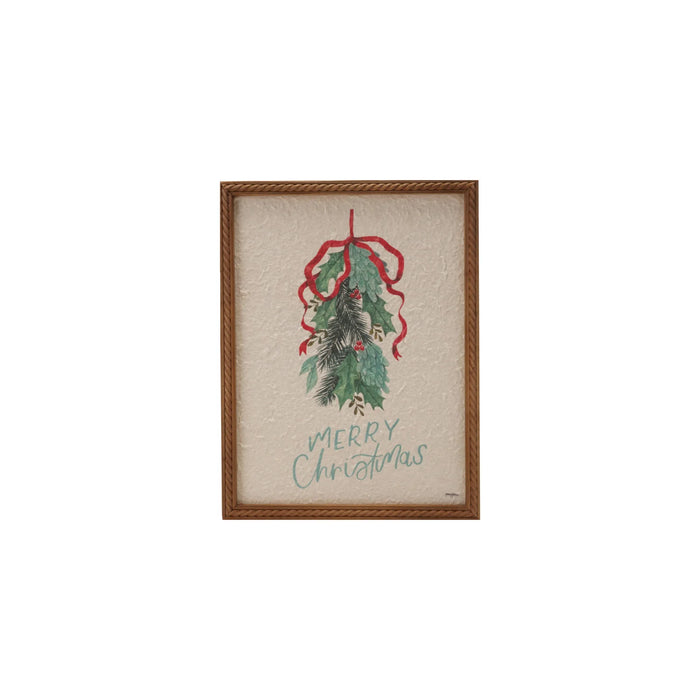 Merry Christmas Print in Wooden Frame