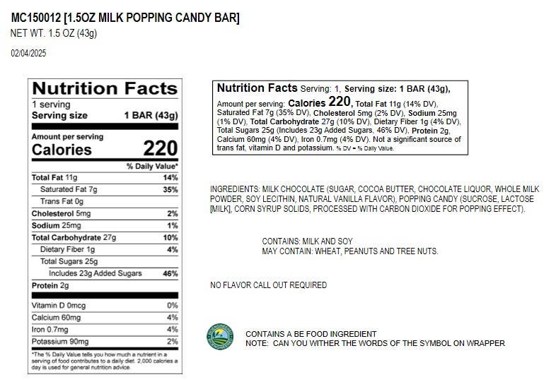 Moodibars PATRIOTIC Milk Popping Candy Bar 1.5oz - Needle and Grain