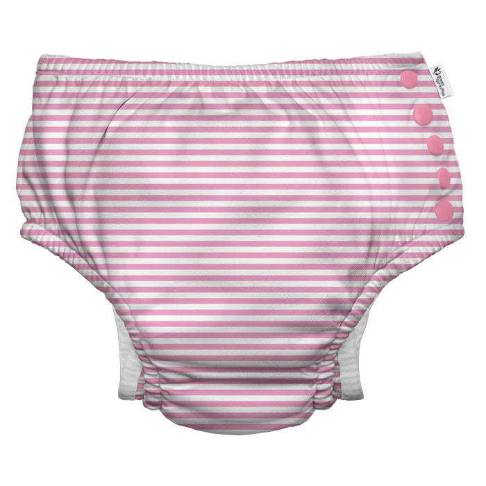Pink Stripe Eco Snap Swim Diaper with Gusset