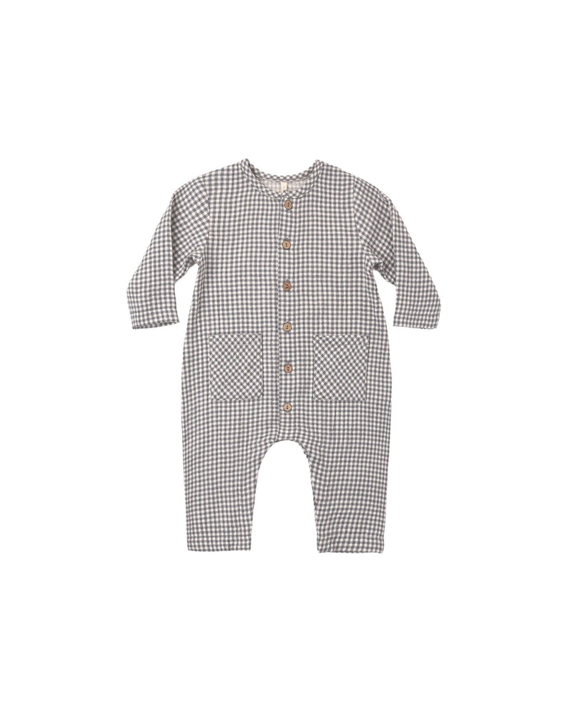 Pocketed Woven Jumpsuit in Midnight Gingham - Needle and Grain