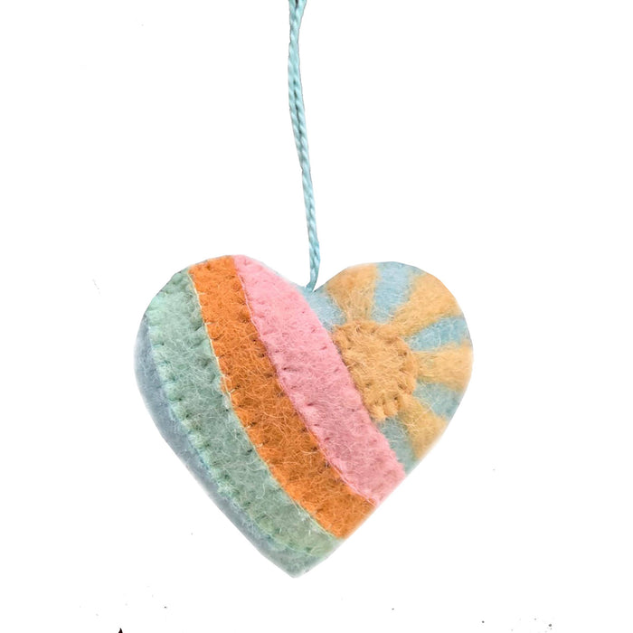 Rainbow and Sun Heart Ornament