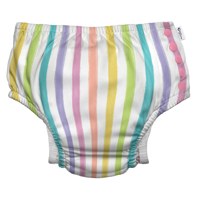 Rainbow Stripe Eco Snap Swim Diaper with Gusset
