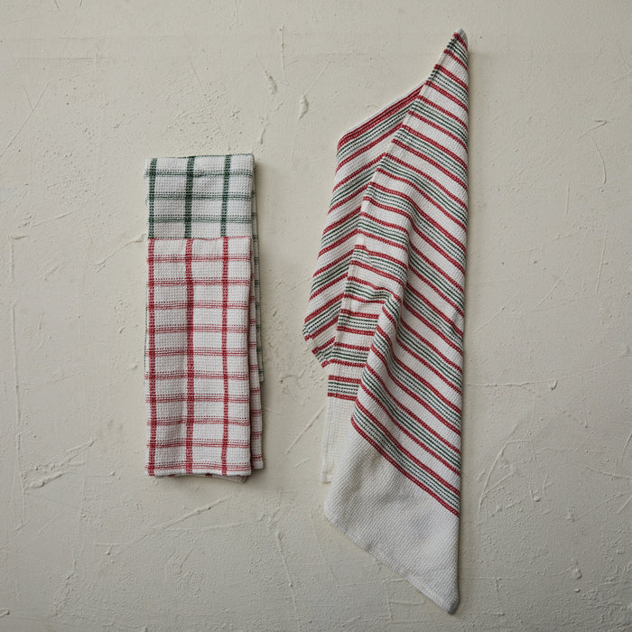 Waffle Weave Geometric Tea Towel
