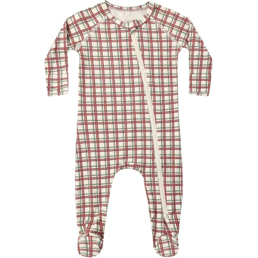 Redwood Check Bamboo Zip Footie - Needle and Grain