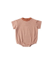 Relaxed Bubble Romper in Poppy Stripe - Needle and Grain