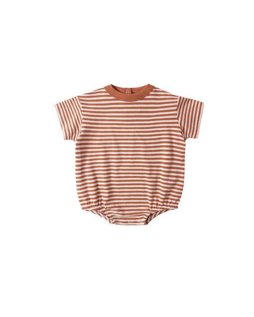 Relaxed Bubble Romper in Poppy Stripe - Needle and Grain