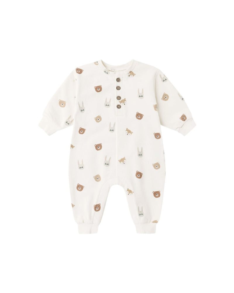 Relaxed Fleece Jumpsuit in Critters - Needle and Grain