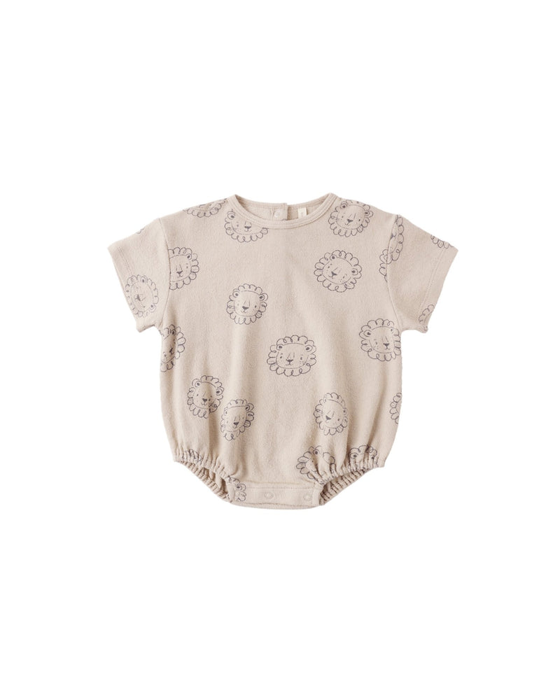 Relaxed Short Sleeve Bubble Romper in Lion - Needle and Grain