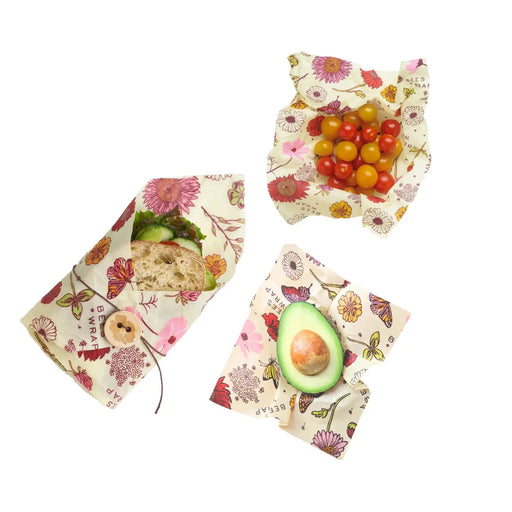Reusable Lunch 3 Pack Beeswax Wrap - Meadow Magic - Needle and Grain