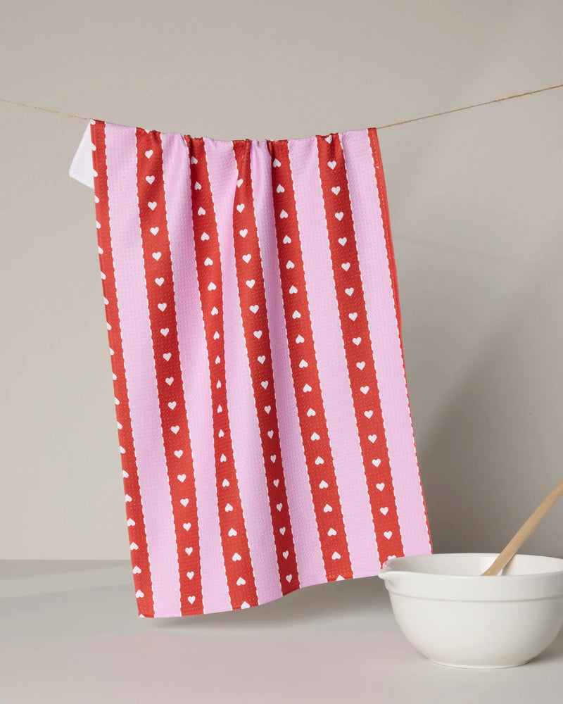 Ribbon Hearts Tea Towel - Needle and Grain