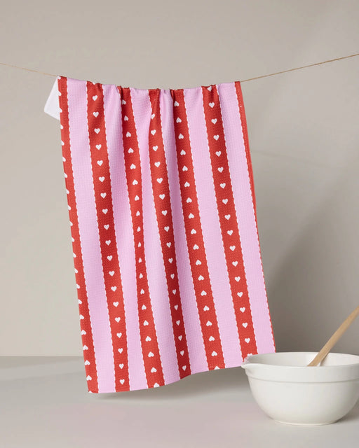 Ribbon Hearts Tea Towel - Needle and Grain