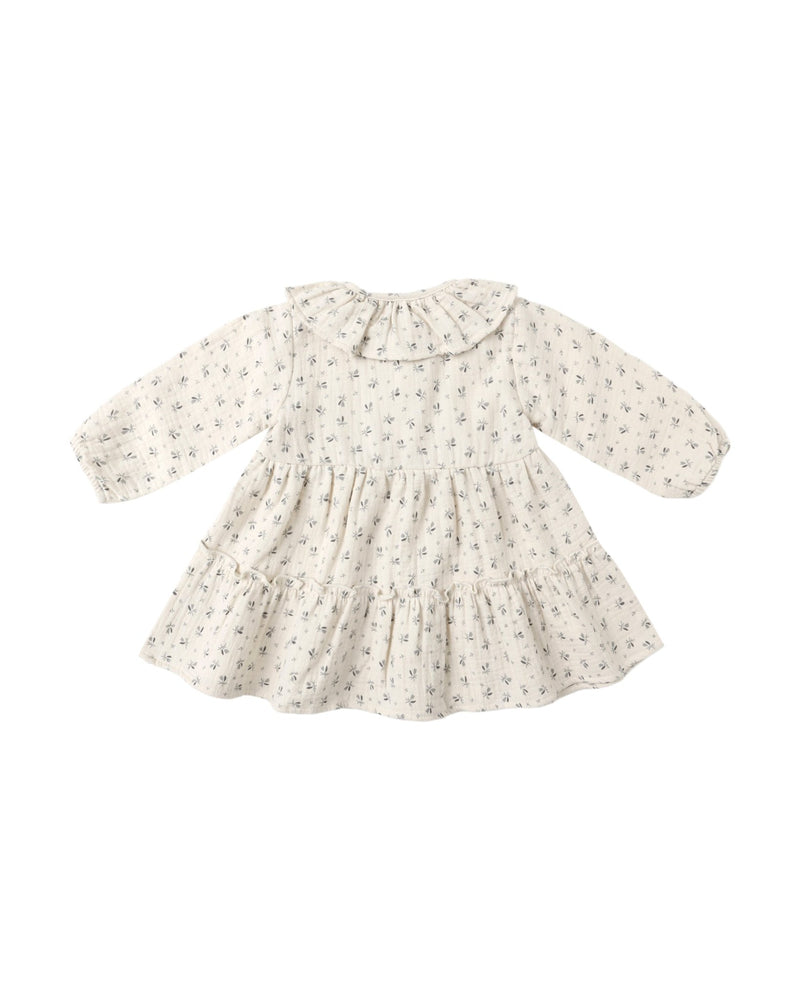 Ruffle Collar Button Dress in Bluebell - Needle and Grain